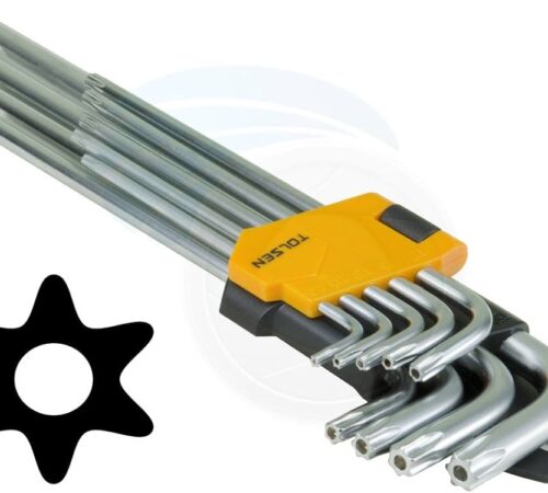 Tolsen 9-Piece Extra-Long Ball Point Hex Key Set (1.5–10mm) Cr-V – Model 20054
