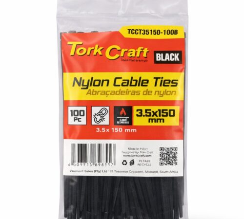 Tork Craft Nylon Cable Ties Black 3.5 x 150mm (Pack of 100)