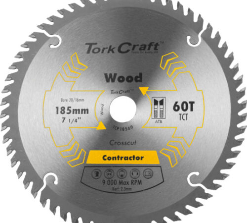 Tork Craft Carbide Tooth Saw Blade 185mm 60T (Wood & Plastic)
