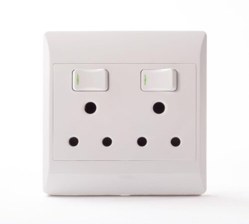 Keystone Double 3 Pin Socket with Dual Switch (16A)